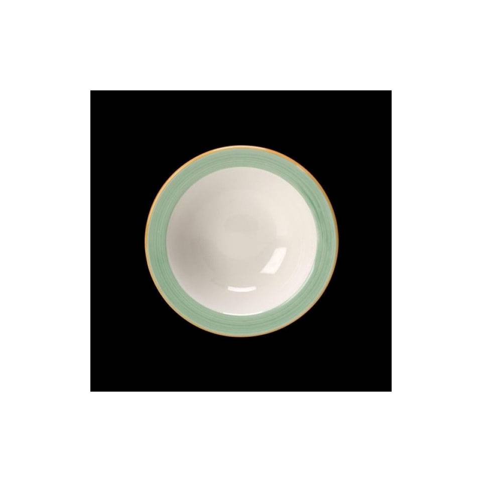 Steelite Performance Rio white vitrified ceramic bowl with green band 6.50 inch