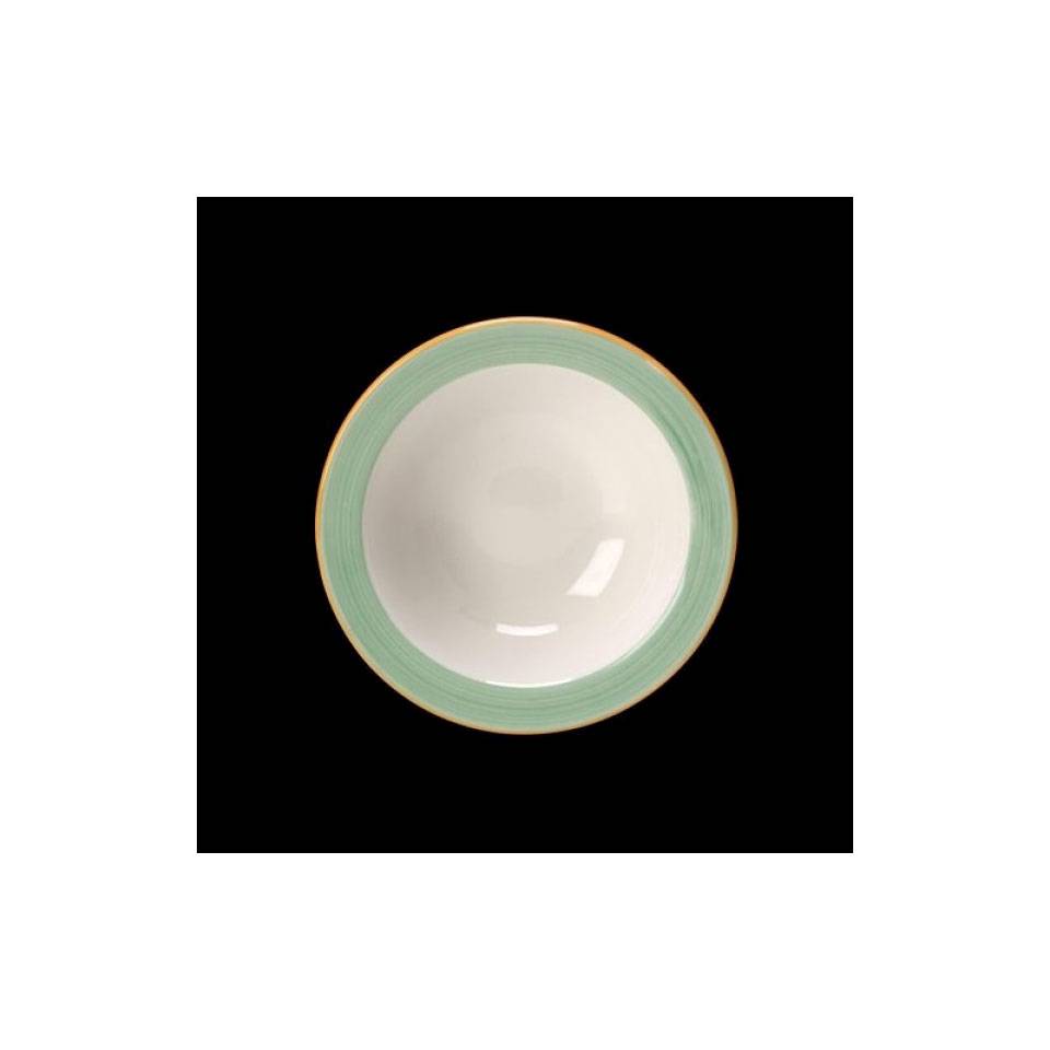 Steelite Performance Rio white vitrified ceramic bowl with green band 6.50 inch