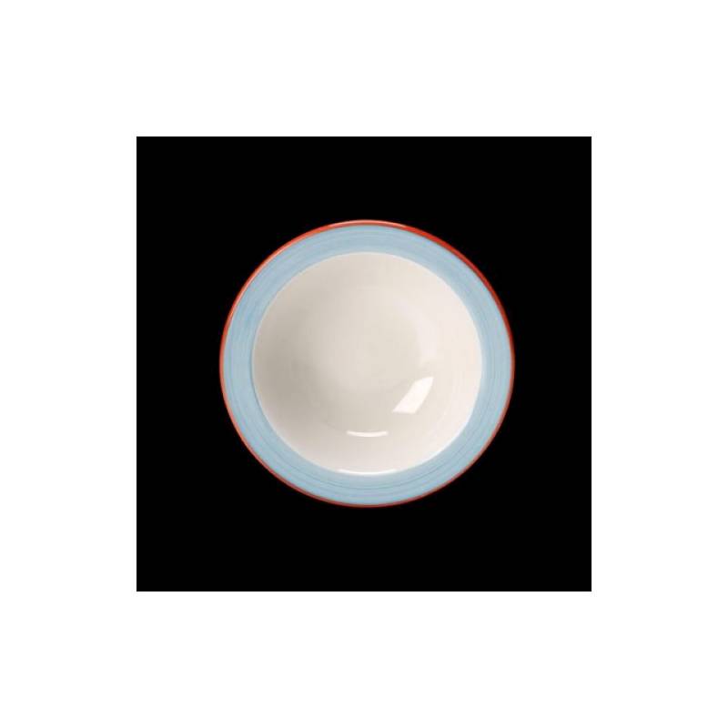 Steelite Performance Rio white vitrified ceramic bowl with light blue band 6.50 inch
