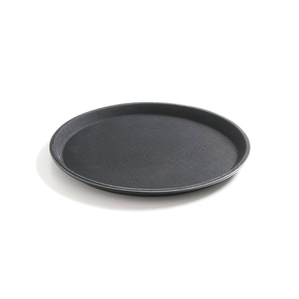Black fiberglass reinforced non-slip round tray cm 40