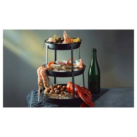 Alzata 3 piani Seafood Stand Steelite per frutti di mare in metallo nero cm 40