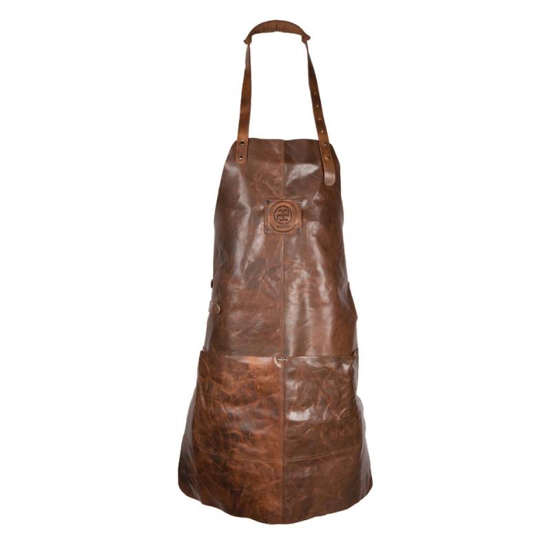 Kolos Gradiator apron with bib and 2 pockets in brown leather cm 63x83