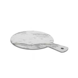 Marble-effect melamine round cutting board with handle 12.60x9.05 inch
