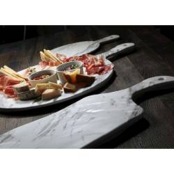 Marble-effect melamine round cutting board with handle 20.86x14.96 inch
