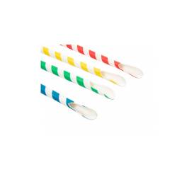 Paper straws with spiral decoration paddle assorted colors cm 21x0.8