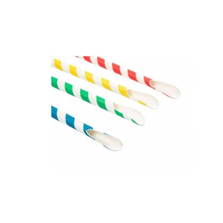 Cannucce in carta con paletta decoro a spirale colori assortiti cm 21x0,8