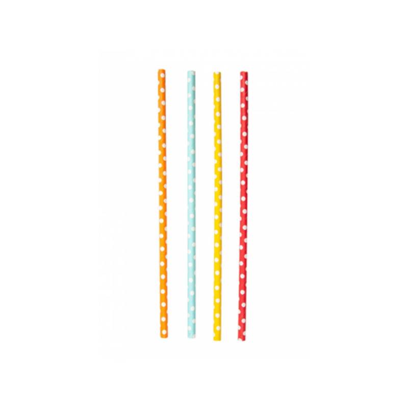 Biodegradable paper straws polka dot pattern assorted colors cm 21x0.6