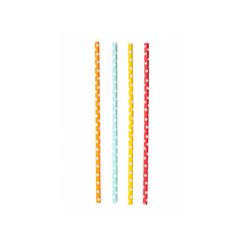 Biodegradable paper straws polka dot pattern assorted colors cm 21x0.6