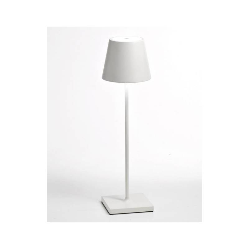 Poldina Zafferano rechargeable table lamp in white aluminum 38 cm