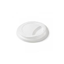 Duni disposable lid with hole for cappuccino cups in white cpla cm 9.3