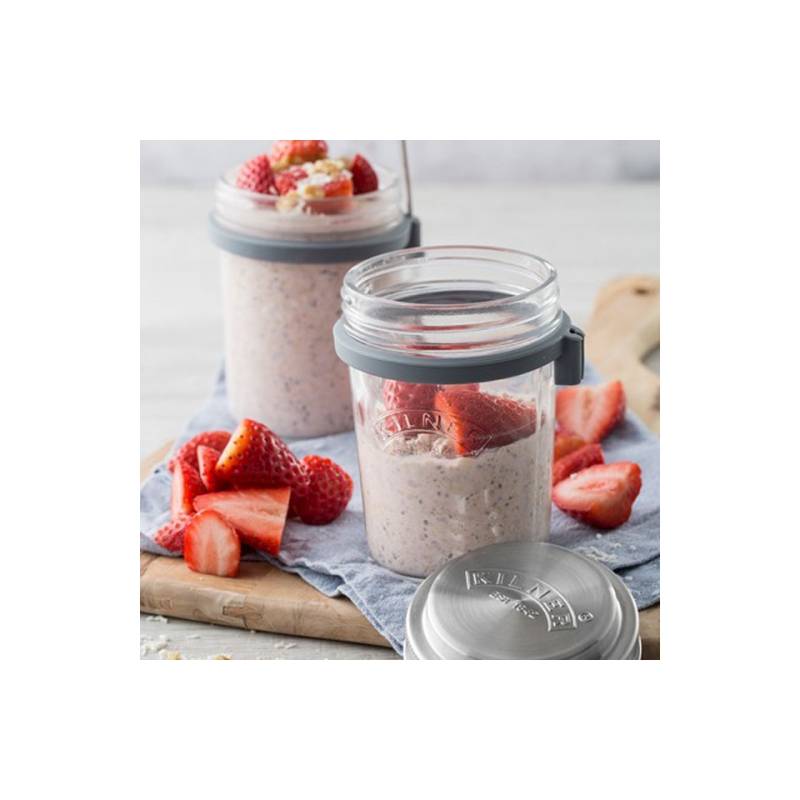 Kilner glass breakfast jar with stainless steel spoon 35 cl