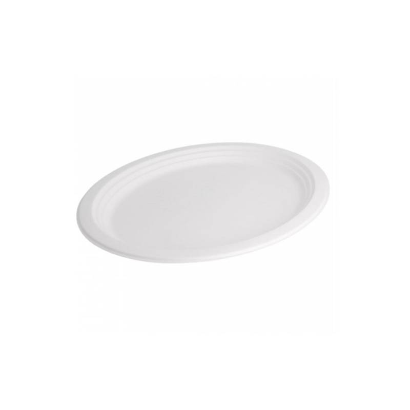 Bionic oval dish in white bagasse cm 32x25.5