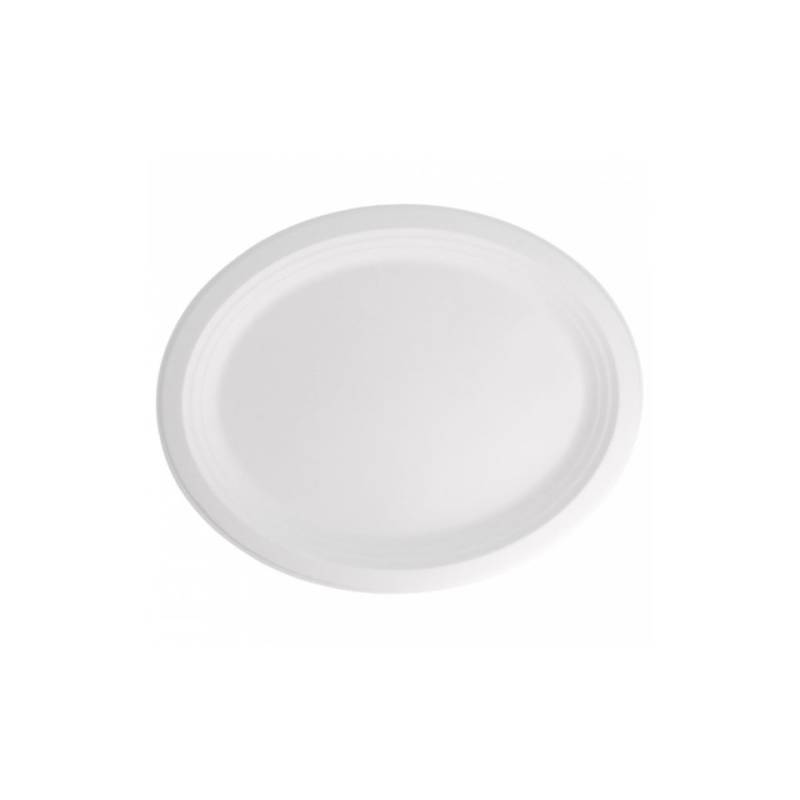 Bionic oval dish in white bagasse cm 32x25.5
