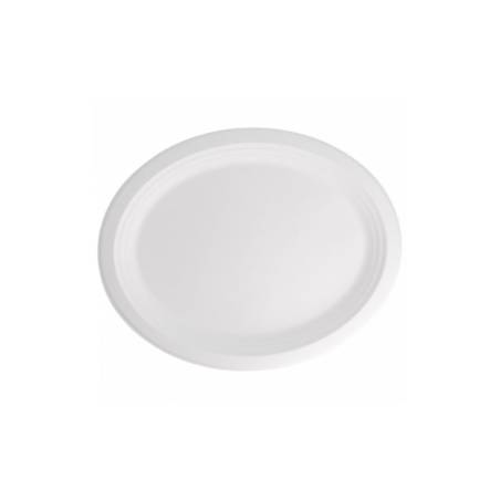 Piatto ovale Bionic in bagassa bianca cm 32x25,5