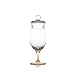 Calice Amber Glass whisky con coperchio e stelo ambrato in vetro cl 13