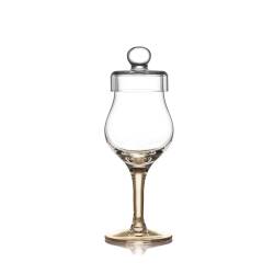 Calice Amber Glass whisky con coperchio e stelo ambrato in vetro cl 10