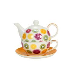 Tea For One Yellow Fruits in decorated porcelain