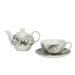 Tea For One Giungla grigia in porcellana decorata