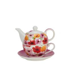 Pink Garden porcelain Tea for One