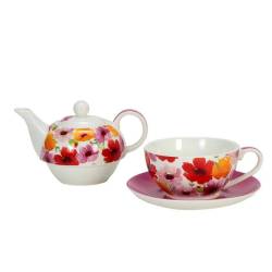 Pink Garden porcelain Tea for One