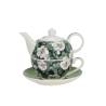 Tea For One Green Flowers in decorated porcelain