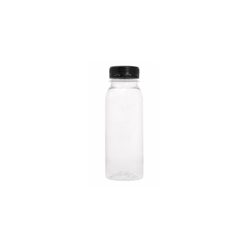 Transparent pet bottle with black cap cl 25