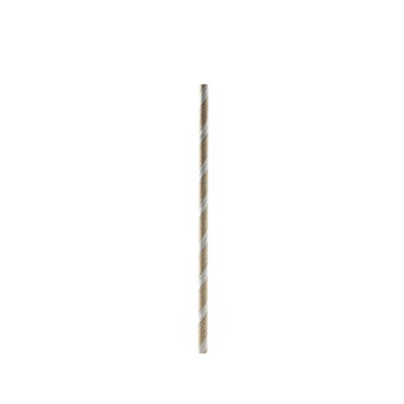 Biodegradable straws with spiral decoration in white and havana paper cm 20x0.5