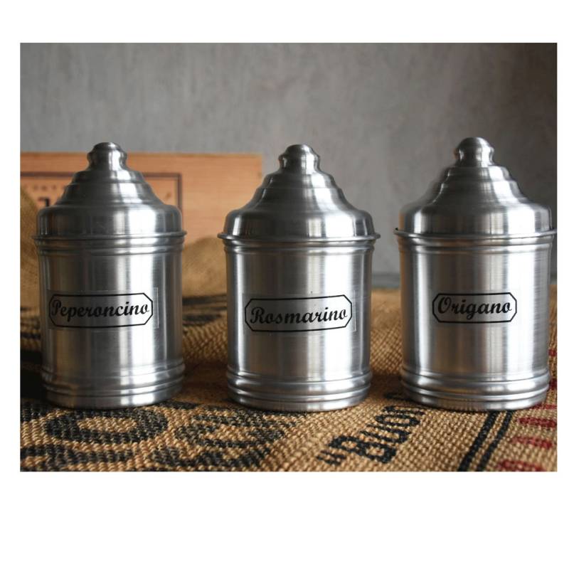 Set of 3 aluminum spice jars