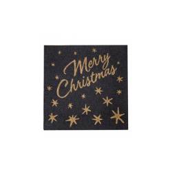 Tovagliolo Merry Christmas in cellulosa nera a decori oro cm 20x20