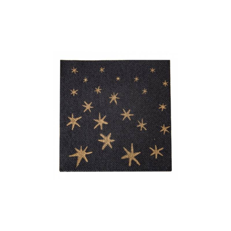 Merry Christmas black cellulose napkin with gold decorations cm 20x20