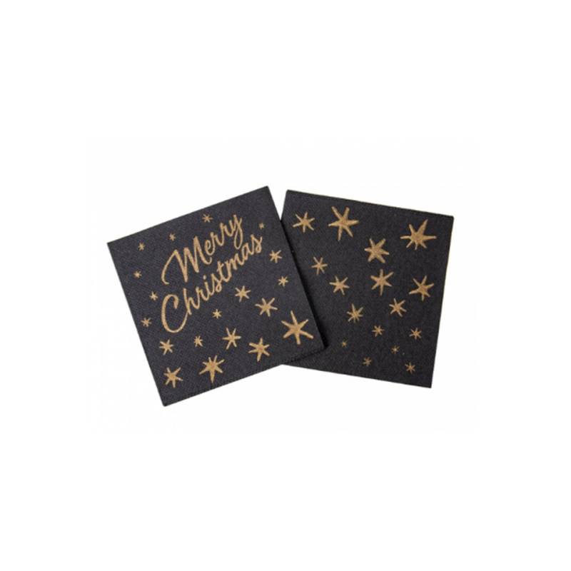 Merry Christmas black cellulose napkin with gold decorations cm 20x20