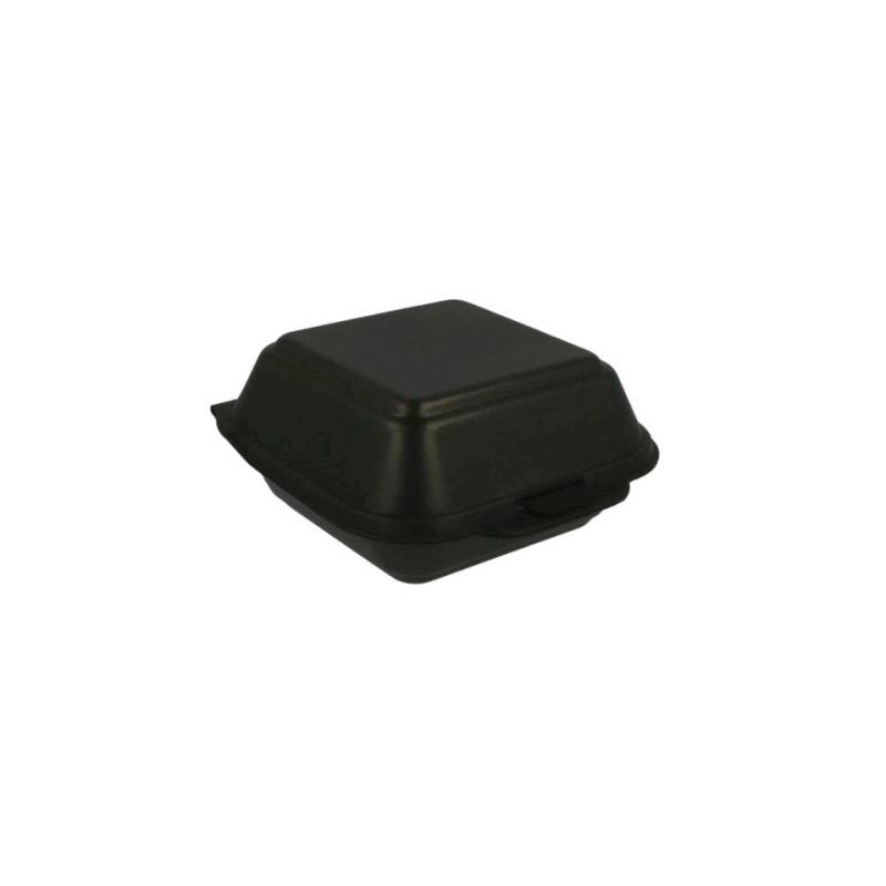 Black polystyrene hamburger container with lid cm 15x15x7