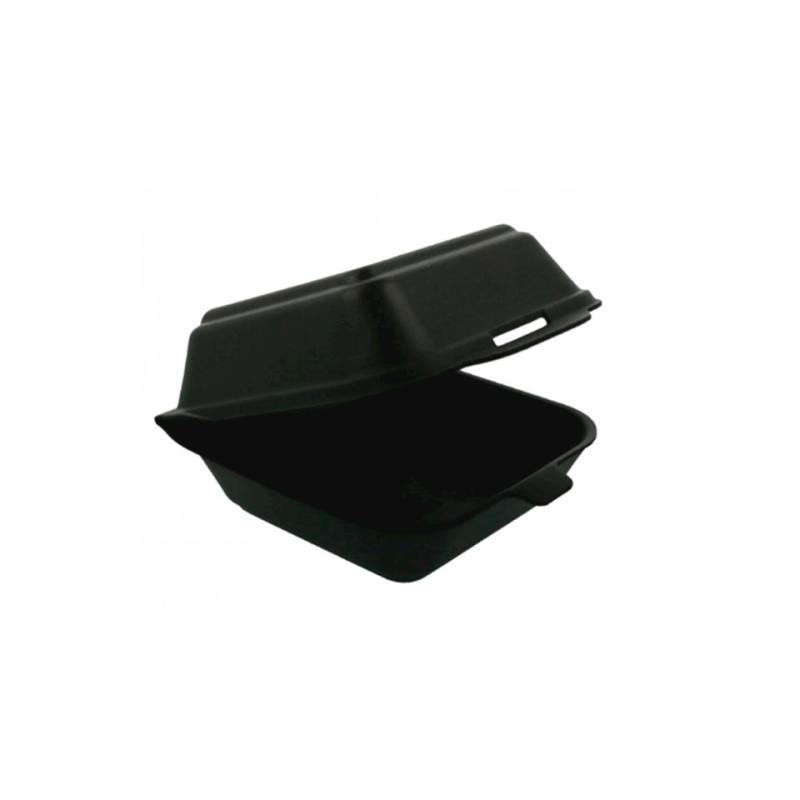 Contenitore per hamburger con coperchio in polistirolo nero cm 15x15x7