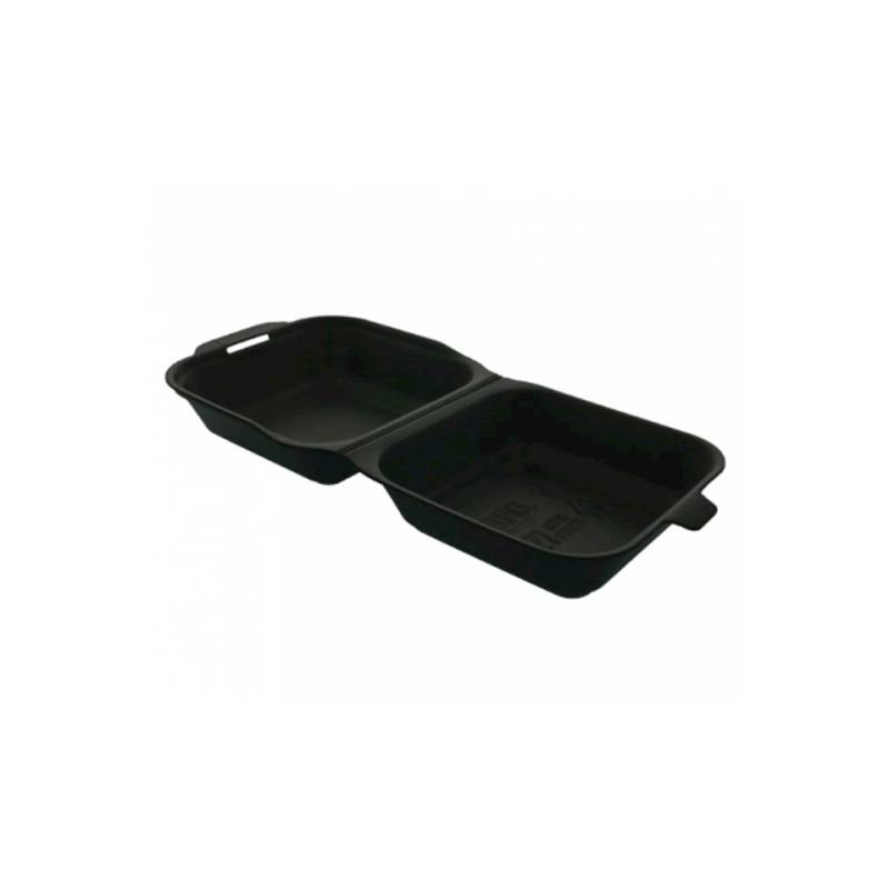 Black polystyrene hamburger container with lid cm 15x15x7