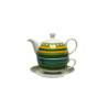 Tea for One with plate decorated with green stripes