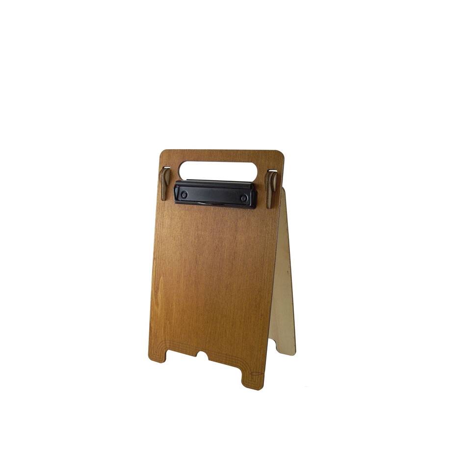 A5 easel menu holder with double wooden clip