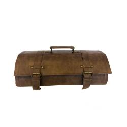 Luxury barman roll in brown faux leather