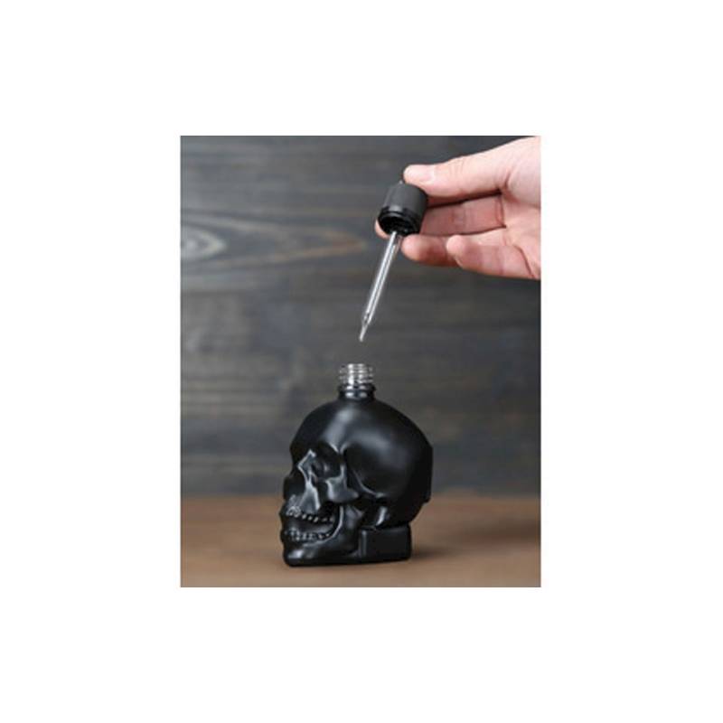 Dash bottle with dropper Skull black glass cl 6