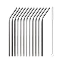 Black stainless steel bent straw cm 21x0.5