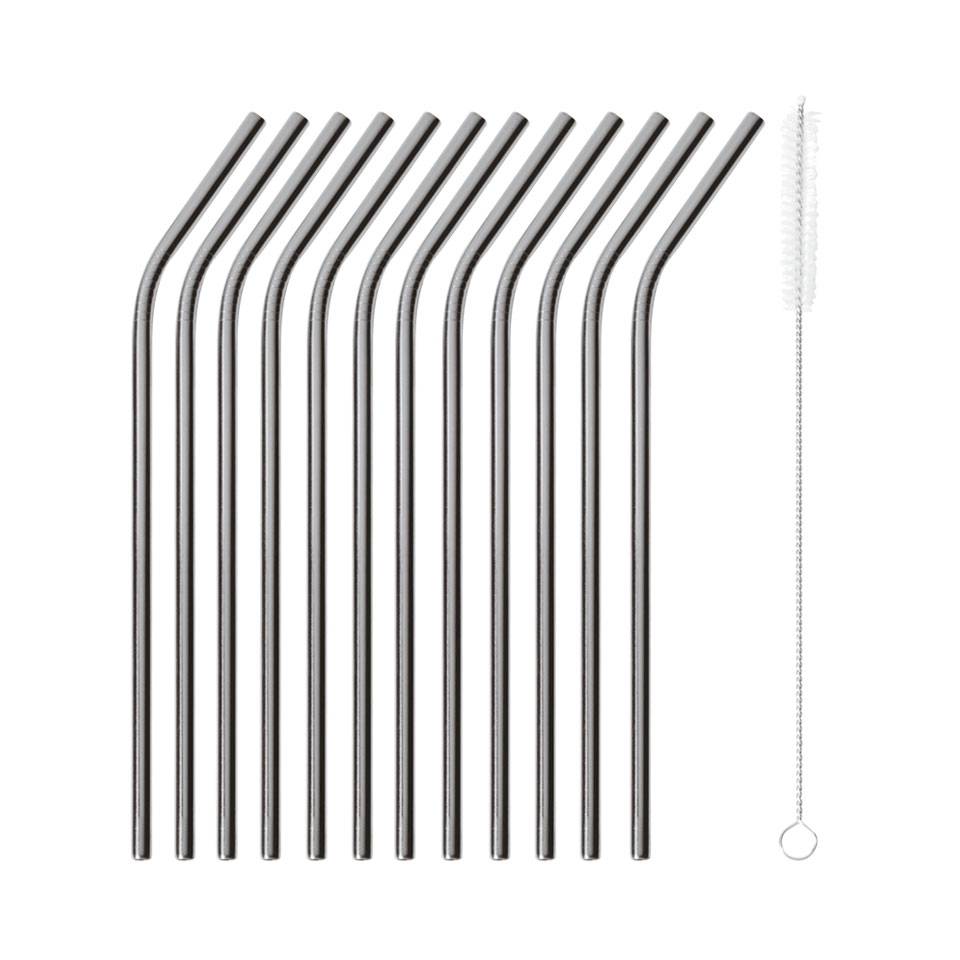 Black stainless steel bent straw cm 21x0.5
