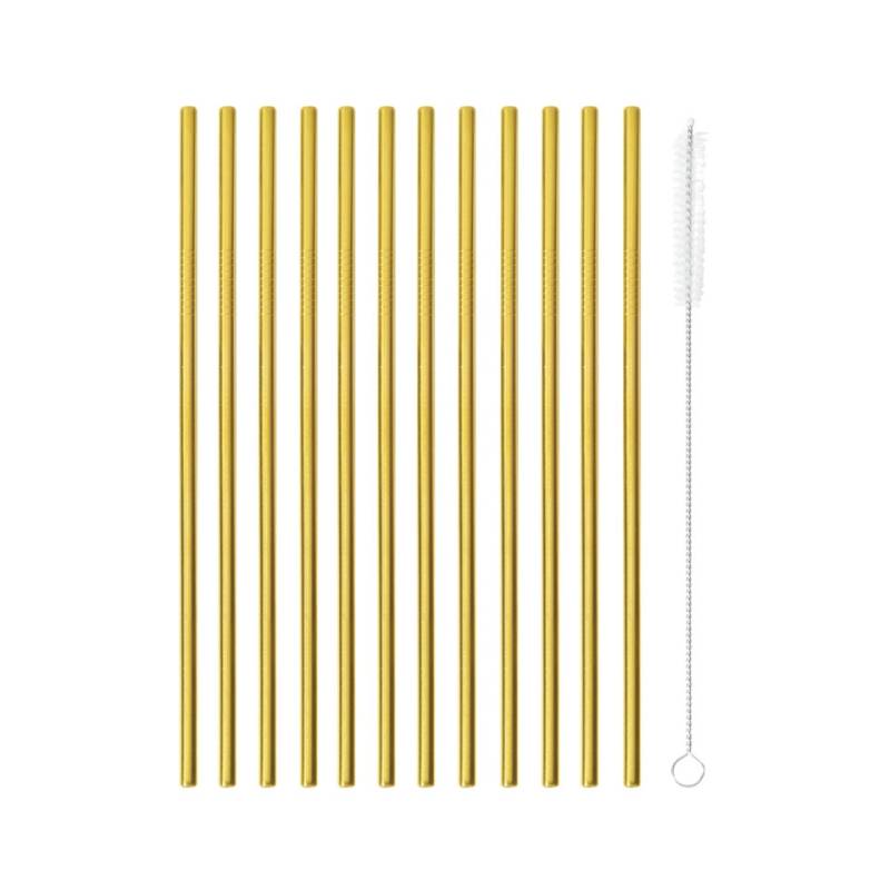 Straight gold-colored steel straw cm 21x0.5