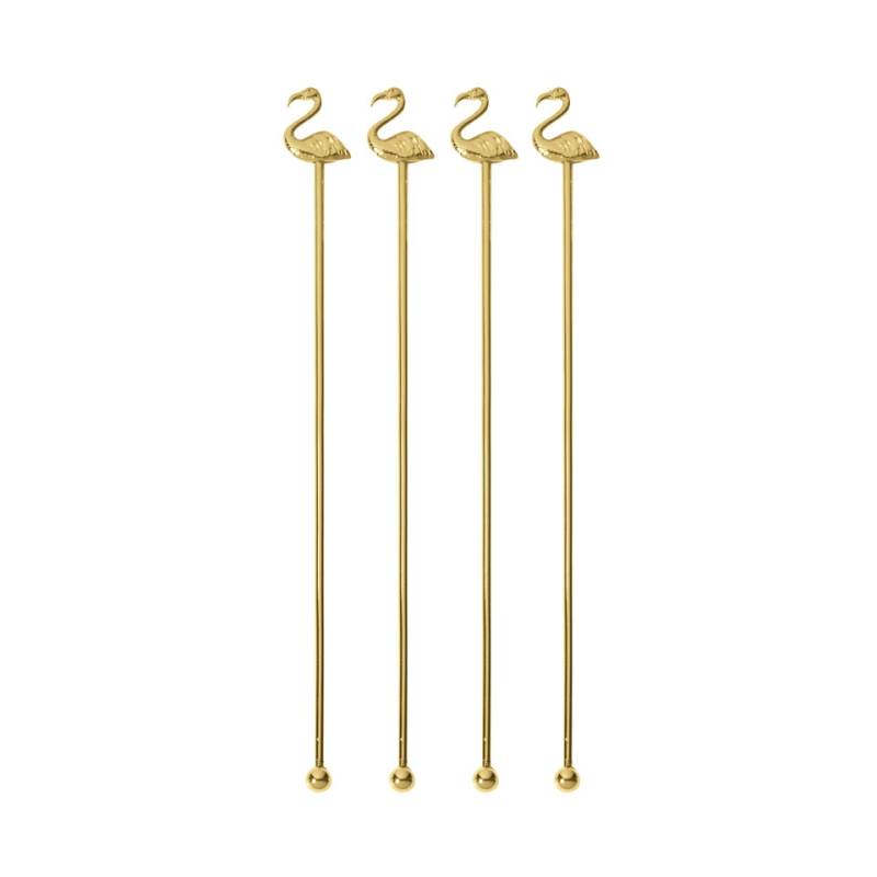 Flamingo stirrer mixer in golden steel cm 21.5