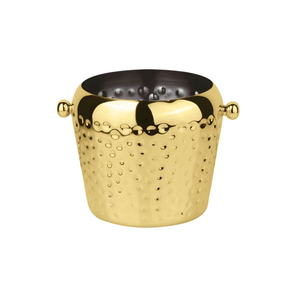 Golden hammered steel ice bucket lt 2