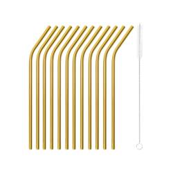 Gold-plated stainless steel bent straw cm 21x0.5