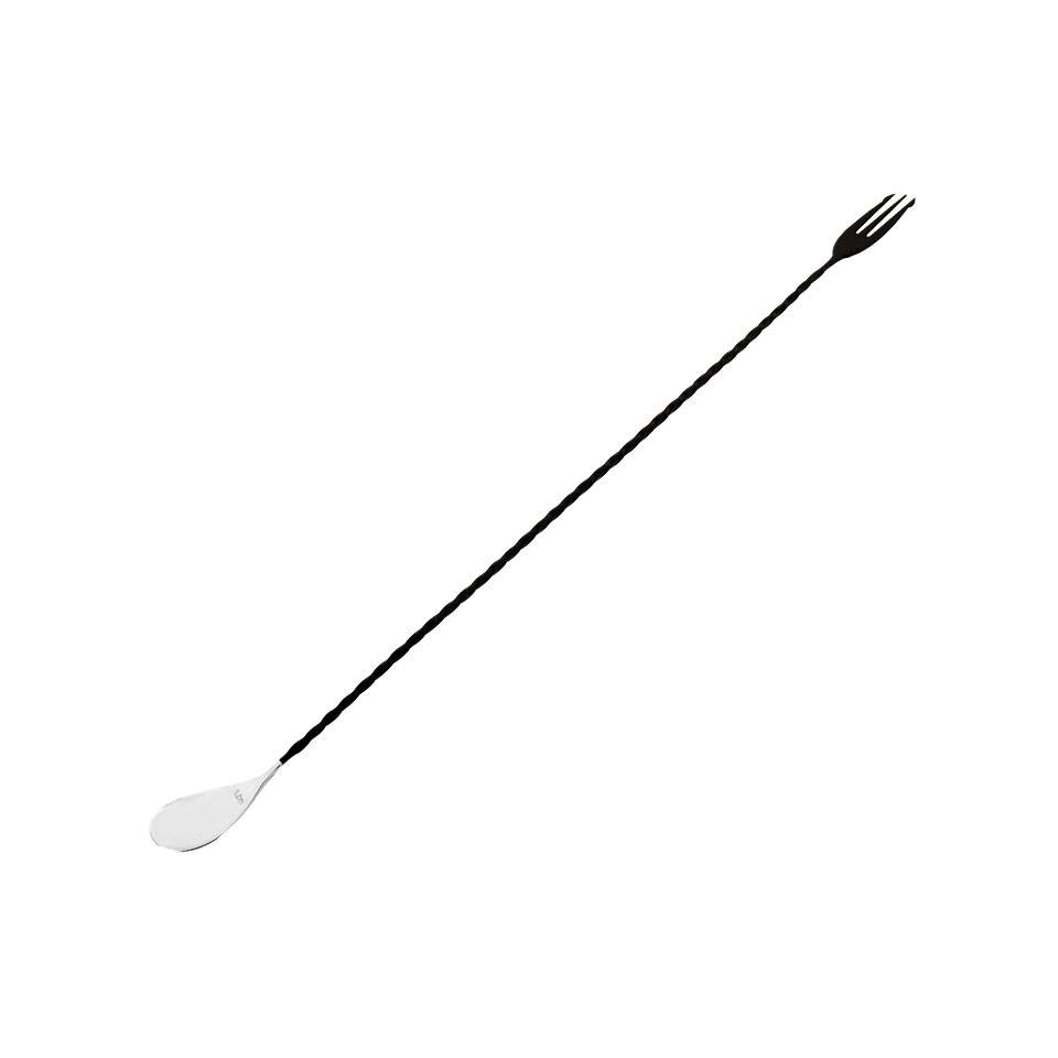Bar spoon with stainless steel fork black cm 45