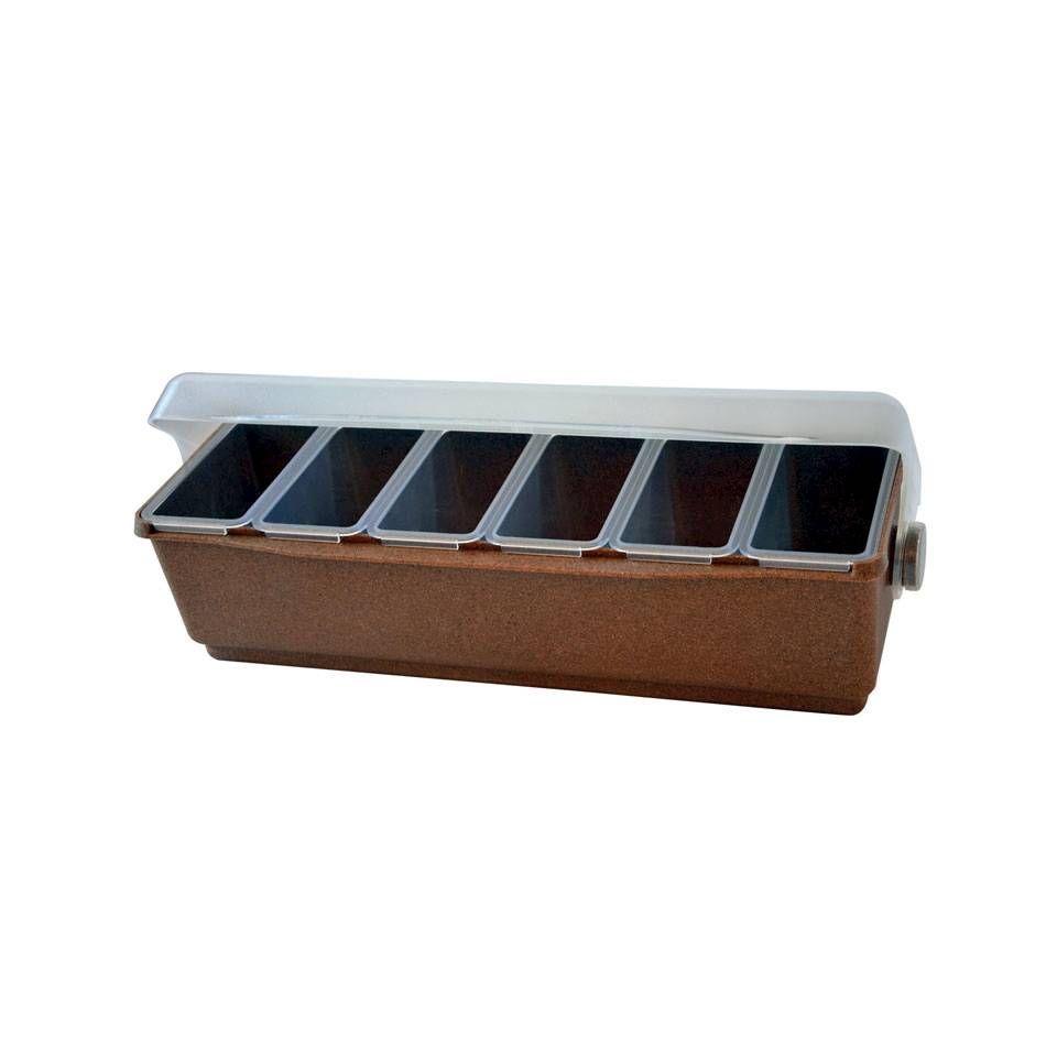 Condiment holder 6 trays in eco wood and abs