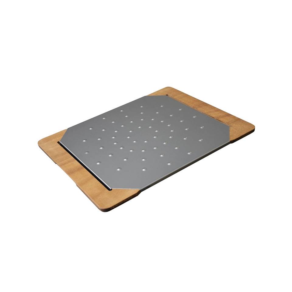 Right cutting board for pinsa and pizza in stainless steel and wood cm 50x40