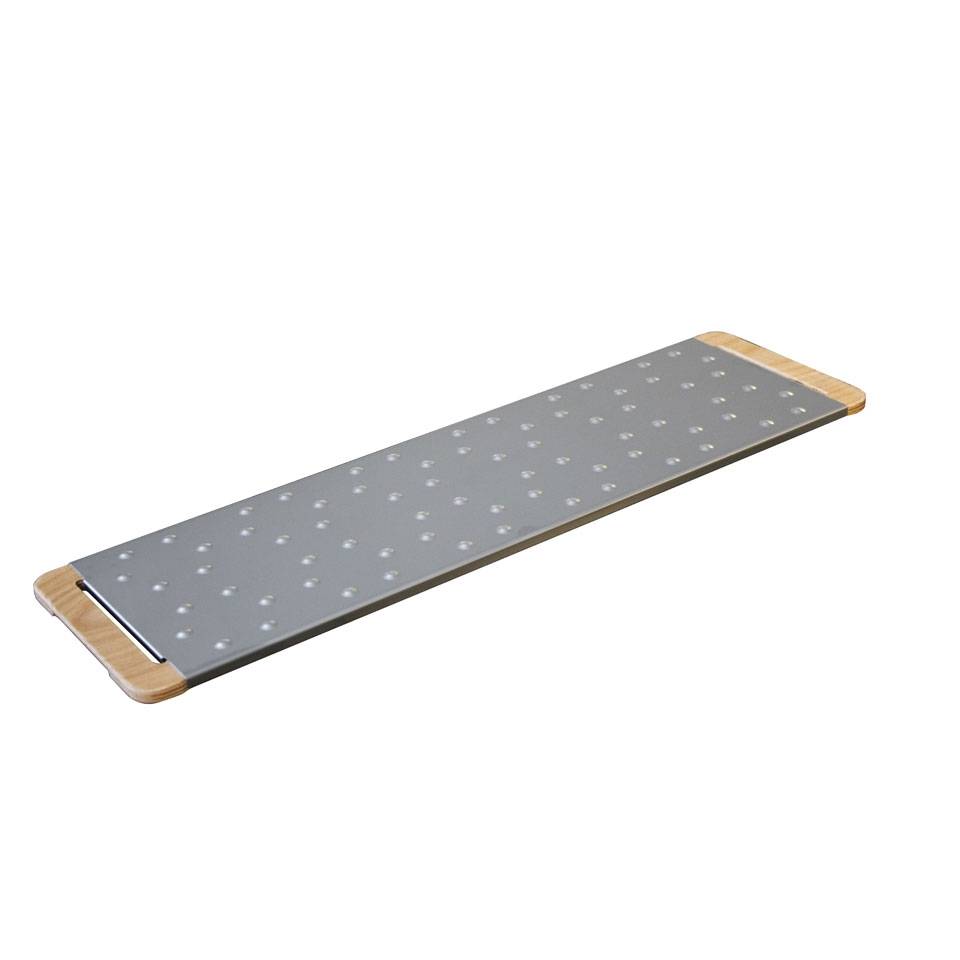 Right cutting board for pinsa and pizza in stainless steel and wood 67.5x19.5 cm