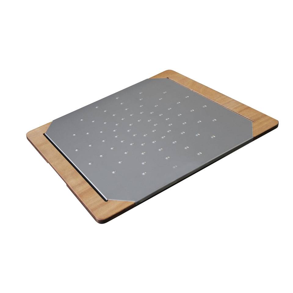 Right cutting board for pinsa and pizza in stainless steel and wood cm 60x50