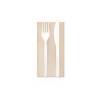 Biodegradable white cpla cutlery bis with ecru napkin